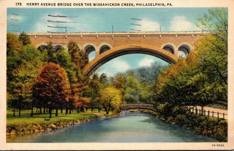 Pennsylvania Philadelphia Henry Avenue Bridge Over The Wissahickon Creek 1937...