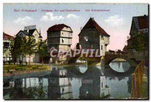 Old Postcard Bad Kreuznach Stakstes ground Radiumbad und Alte Bruckenhauser