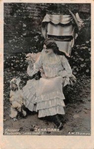 ZENA DARE Edwardian Singer Actress & Dog R.W. Thomas 1905 Vintage Postcard