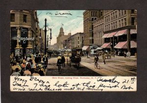 NY Main St Rochester New York Postcard 1907 Bikes Horse Buggy Janson's ?...