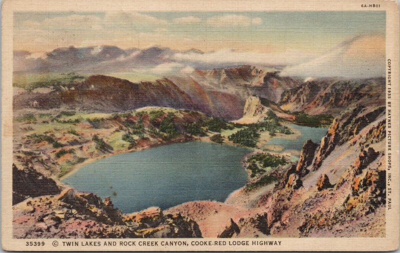 Twin Lakes & Rock Creek Canyon WY Haynes c1937 RPO Postcard F28