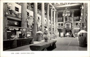 Glacier Nat'l Park Montana MT Hotel Lobby Real Photo Vintage Postcard