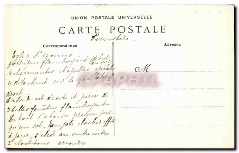 Old Postcard Penmarch L Eglise Saint Nonain Apse
