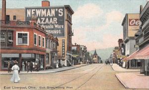 E66/ East Liverpool Ohio Postcard c1910 Sixth Street West Newman's Bazaar 3