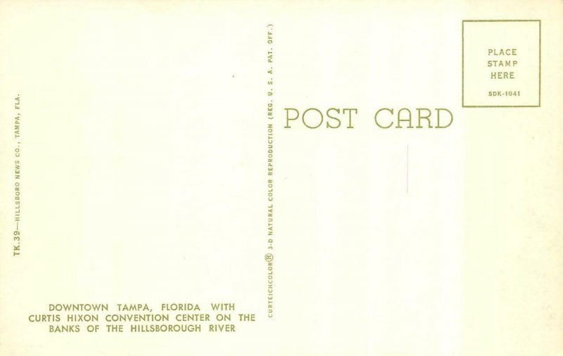TAMPA, Florida FL  CITY~CURTIS HIXON CONVENTION CENTER Bird's Eye View  Postcard