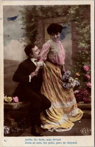Romantic Couple Colored Vintage RPPC 09.72