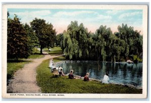 1922 Duck Pond South Park Fall River Massachusetts MA Antique Postcard