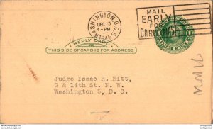 US Postal stationery 1c Washington 1945 Cadnle lighting