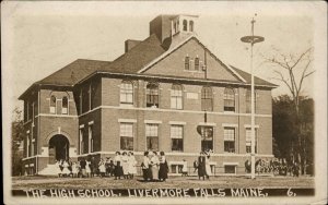 Livermore Falls Maine ME High School Students Kids Real Photo Vintage Postcard