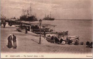 Egypt Port Said The Custom's Quay Vintage Postcard C117