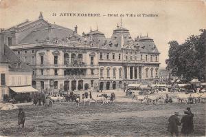 US2119 France Autun Moderne Hotel de Ville et Theatre cow market cattle