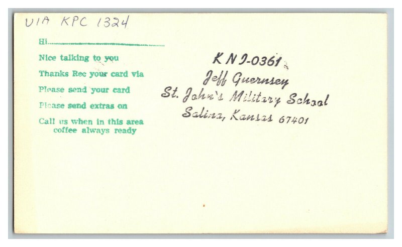 Postcard QSL Radio Card From Corvallis Oregon KNC-0285