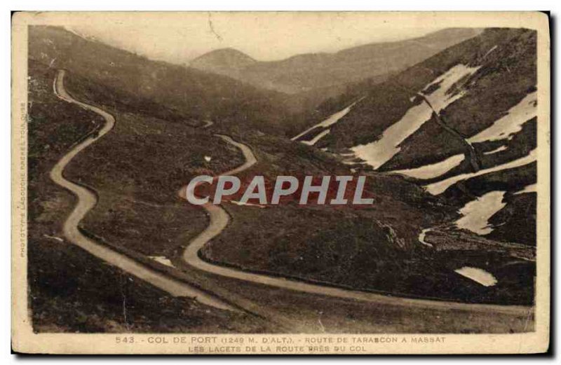 Old Postcard From Port Col Route De Taracon A Massat laces near the road to Col