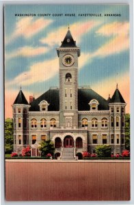 Fayetteville Arkansas~Front of Washington County Courthouse~Vintage Postcard