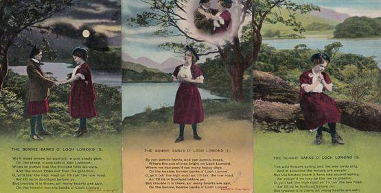 The Bonnie Banks Of Loch Lomond 3x Poetry Songcard Old Scottish Postcard s