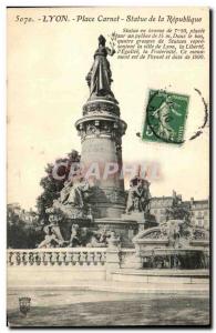 Old Postcard Lyon Place Carnot Statue of the Republic