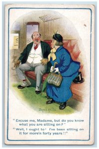 Fat Woman Sat Man Hat I've Been Sitting It Up For More'n Forty Years Postcard