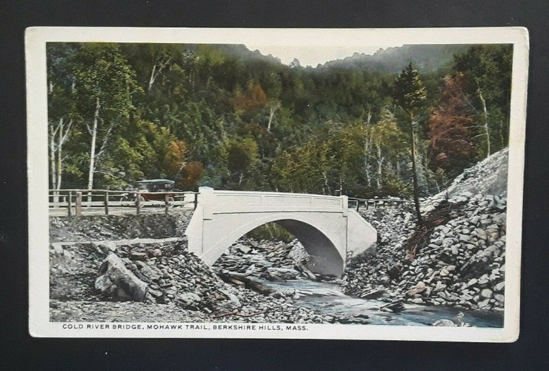 Mint Vintage 1920s Berkshire Hills MA Cold River Bridge Mohawk Trail Postcard