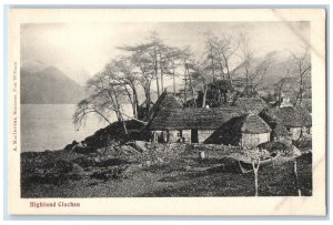 c1940's View of Houses and River in High Clachan Scotland Postcard