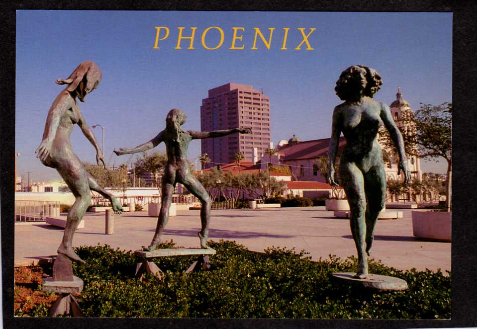 AZ Nude Sculptures Symphony Holland Civic Plaza Phoenix Arizona Postcard United States
