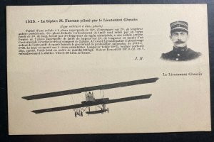 Mint France Real Picture Postcard Farman Biplane Lieutenant Cheutin Pilot