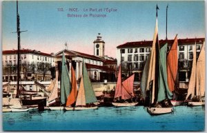 Le Port Et L'Eglis Bateaux De Plaisance Nice France Sail Boats Postcard