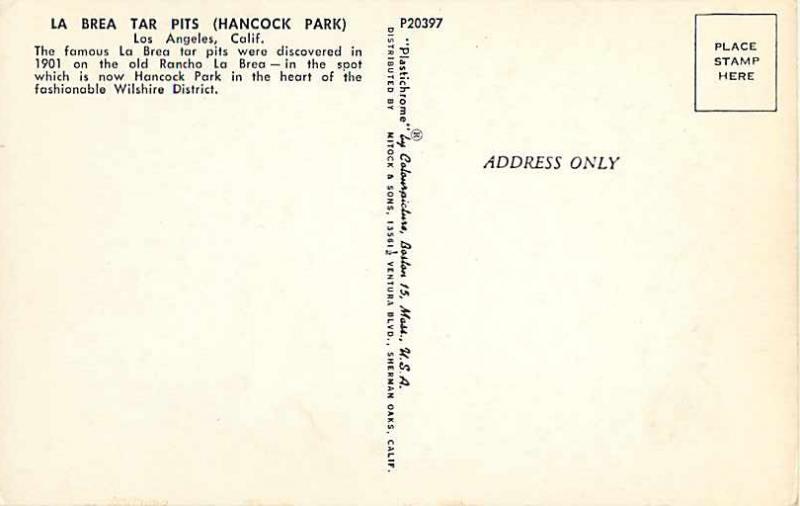 La Brea Tar Pits, Hancock Park Kos Angeles California CA