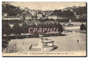 Postcard Old Lyon Bridge Loop and Monument Children Rhone
