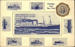 Nordd Lloyd Bremen Steamship Ship Multi-View George Washington New York