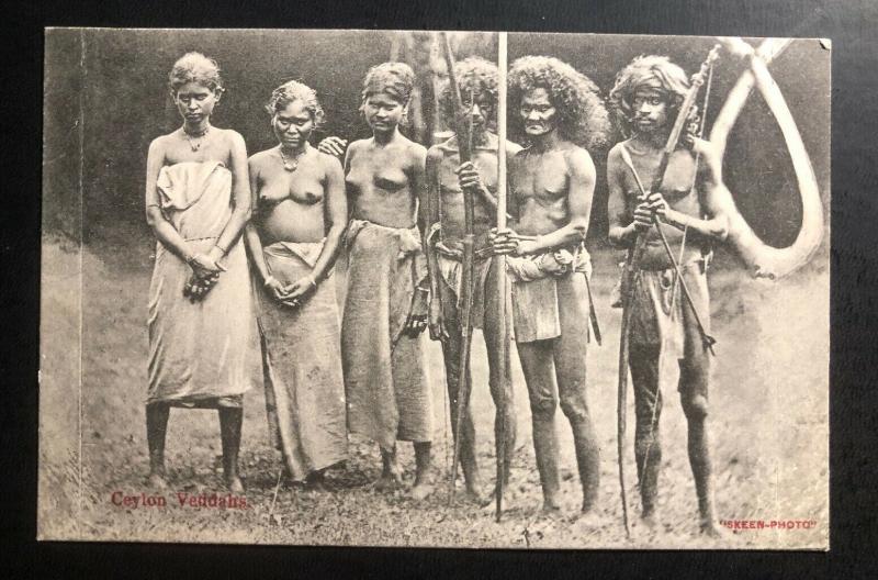 Mint Ceylon RPPC Real Picture Postcard Veddahs Native People