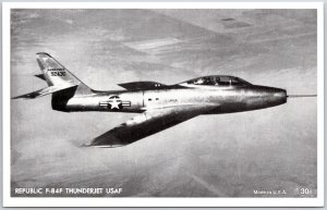 Republic F-84F Thunderjet USAF Jet Fighter US Navy Airplane Vintage Postcard