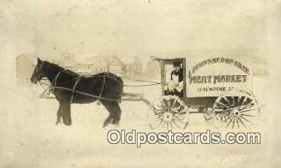 J.J. Gunshep of Skie, Meat Market Real Photo Horse Drawn Advertising Unused c...