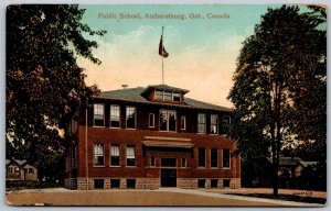 Postcard Ahmerstburg Ontario c1913 Publich School Essex County