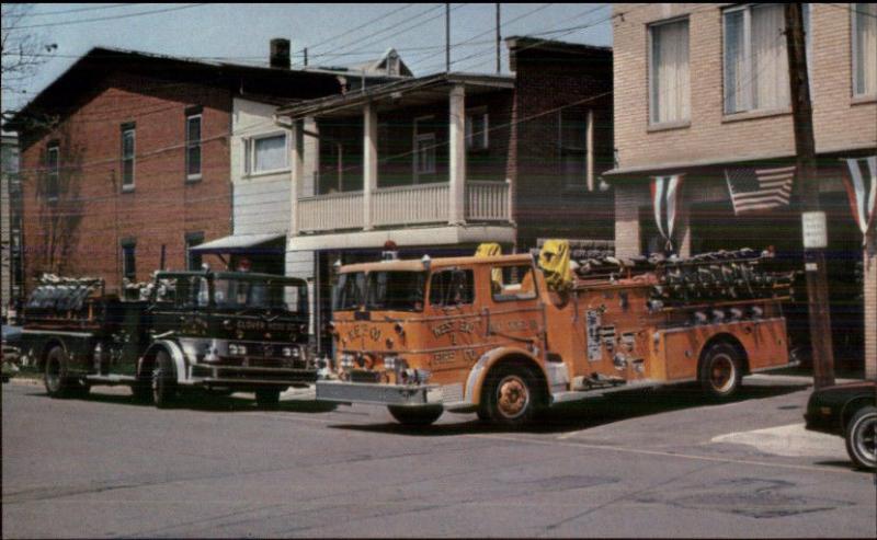 Mt. Carmel PA Fire Dept Trucks etc Postcard