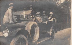 B79/ Automobile Real Photo RPPC Postcard c1910 Car Auto Wonderful Group Hood 8