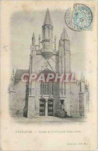 Old Postcard Guerande Facade of the Collegial Saint Aubin