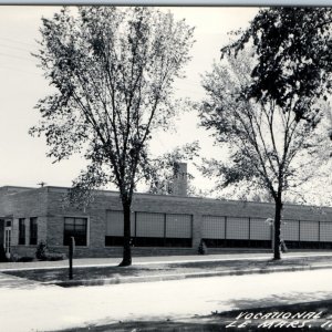 c1960s Le Mars, IA RPPC Vocational School Brick Mid Mod Building Real Photo A210
