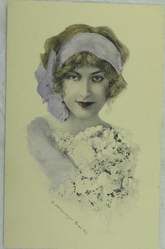 C 1910 Lovely Lady Hand Tinted Vintage Postcard P45