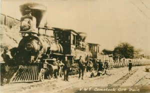 c1910 Virginia City & Truckee Railroad Nevada Locomotive Ore Train Mining RPPC 