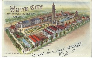 POSTCARD WHITE CITY SIXTY THIRD STREET & PARK AVENUE CHICAGO ILLIONIS