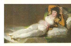 Nude. La Maja Vestida, by Goya Fine painting, modern Spanish postcard