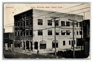 1910 Postcard Home National Bank Caney Kas. Kansas Vintage Standard View Card 