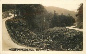 1933 West Virginia Turn Curves Route 50 Laurel Mountain RPPC postcard 9771