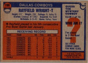 1976 Topps Football Card Rayfield Wright Dallas Cowboys sk4336