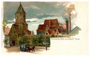 Germany Augsburg, Jacober Thor, signed F.Kraemer