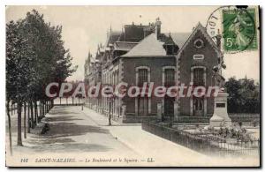 Postcard Old St Nazaire Boulevard and the Square