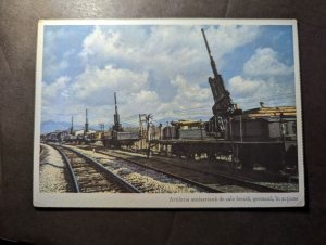 Mint Romania Military Postcard German Railway Anti Aircraft Artillery