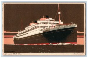 1936 Cunard White Star Britannic Steamer Cruise Ferry Ship Vintage Sea Postcard