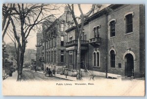 Worcester Massachusetts MA Postcard Public Library Building Exterior c1905's