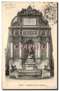 Paris Old Postcard Fountain Saint Michem
